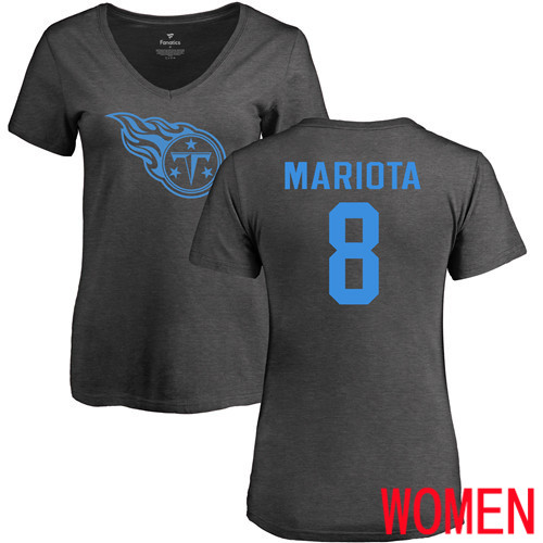 Tennessee Titans Ash Women Marcus Mariota One Color NFL Football #8 T Shirt->nfl t-shirts->Sports Accessory